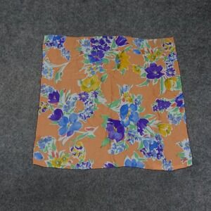 Ralph Lauren Silk Scarf Womens Purple Label Orange Yellow Lightweight Floral